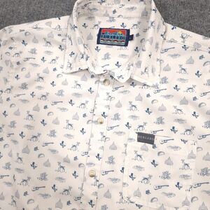 BURLEBO Shirt Mens L Blue Lone Star State Texas Print Performance Short Sleeve